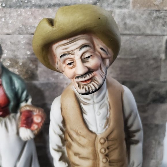 Cute Farmer & His Wife Figurines Handpainted Ceramic Countrycore Southwestern - Picture 2 of 11